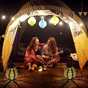 솔라 램프를 매다는 3500K 큰 야외 태양열 랜턴 금속 복고